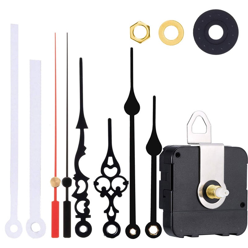 Satisfounder Non-Ticking Hands Quartz DIY Wall Clock Movement Mechanism DIY Repair Parts Replacement with 3 Different Pairs of Hands (1/4 Inch Shaft Length) - Image 1